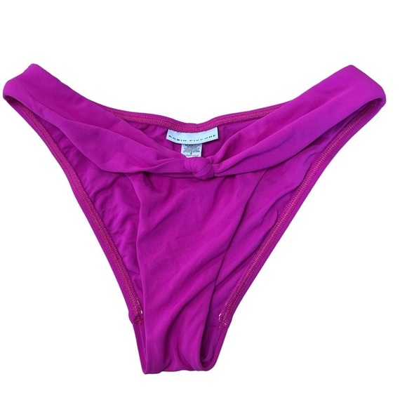 ROBIN PICCONE Olivia Knot Front High Leg Bikini Bottoms Size Small Fuchsia - Picture 4 of 8